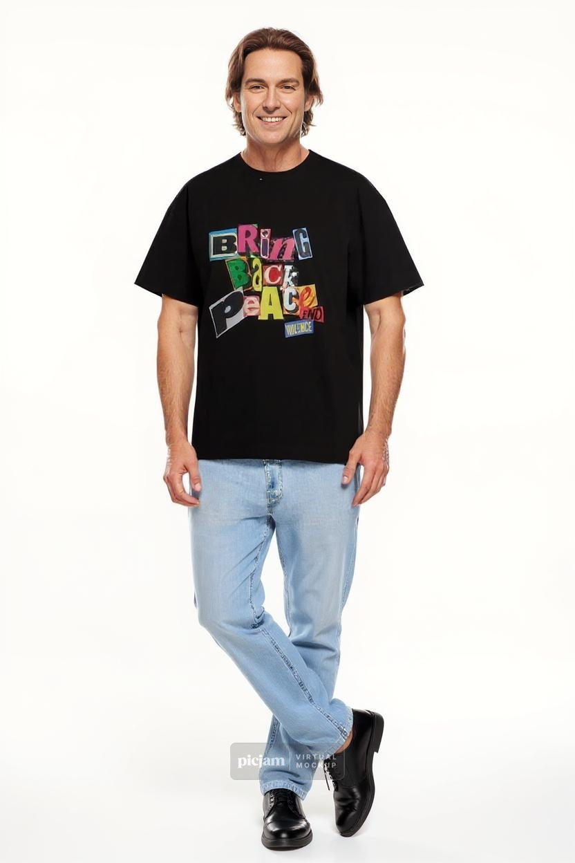 Men's Regular Fit T-Shirt with colorful Bring Back Peace print