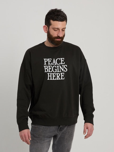 Mens Regular Fit Sweatshirt - Peace Begins Here Large