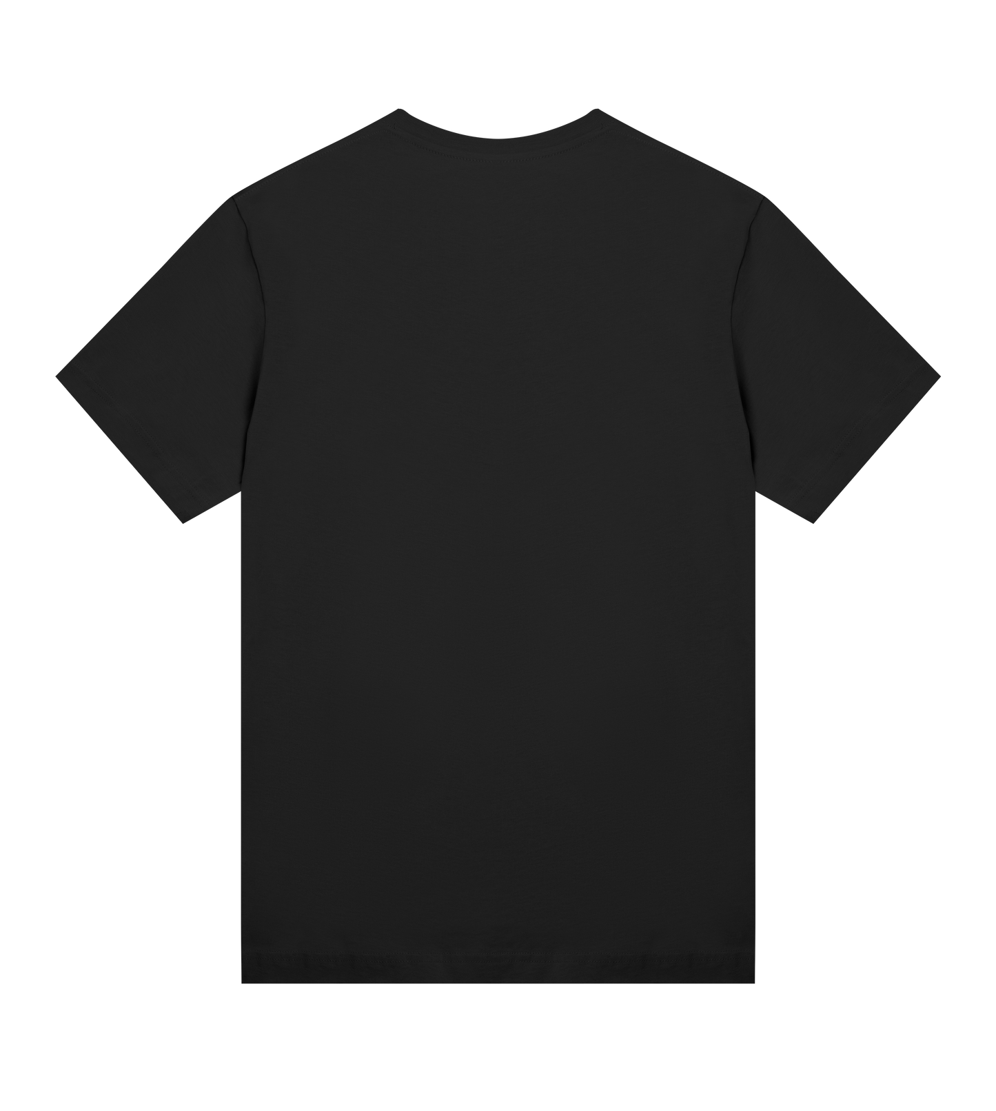 Black t-shirt on a white background