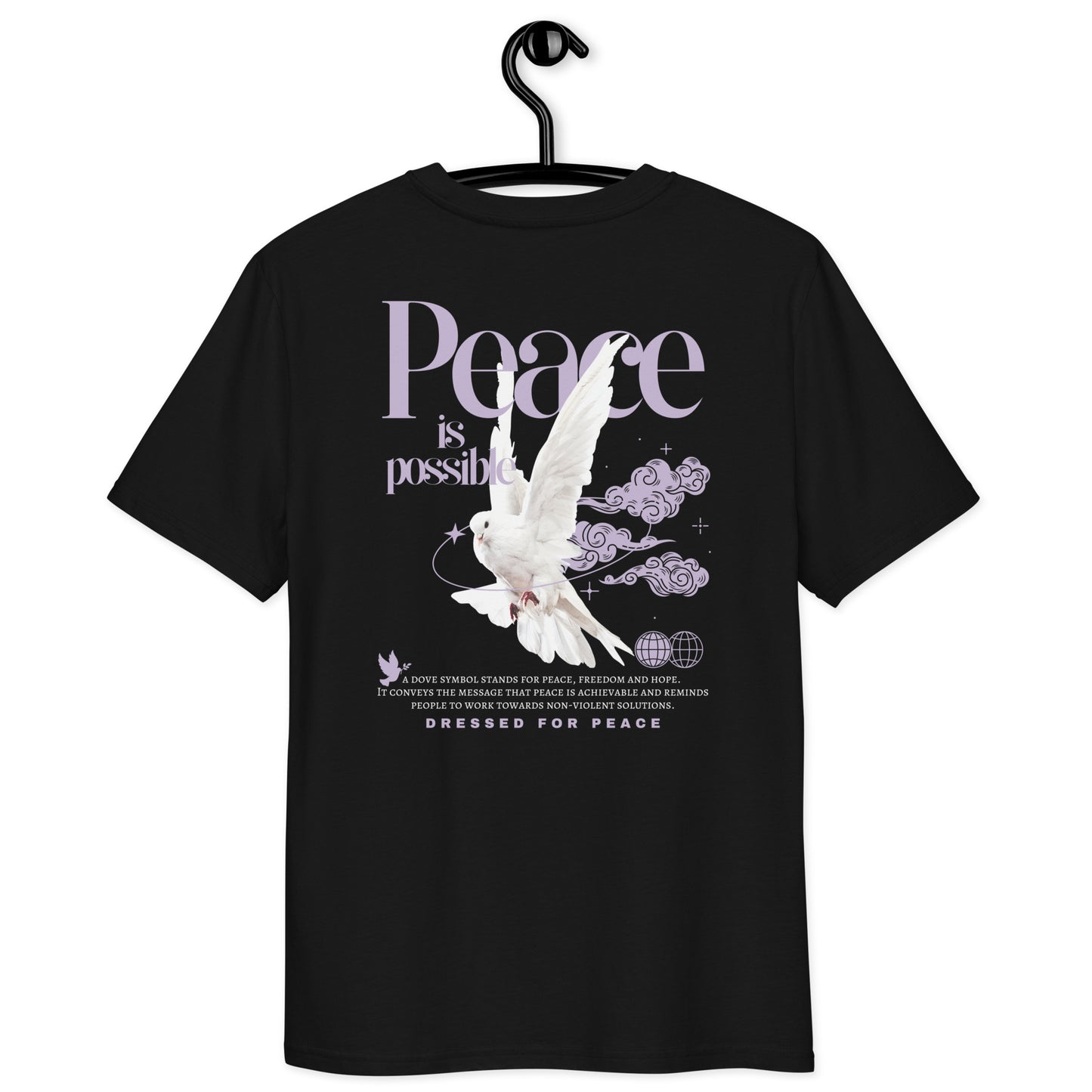 Unisex organic cotton t-shirt - Peace Dove Back Print