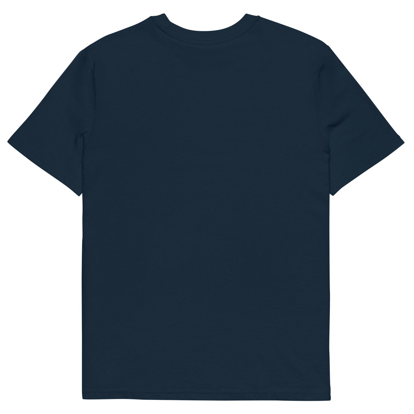 Plain navy blue t-shirt on a white background