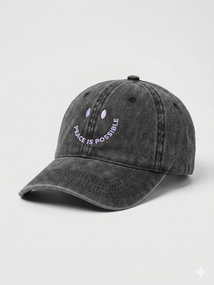 Smiling Peace is Possible embroidered Cap - Vintage Black