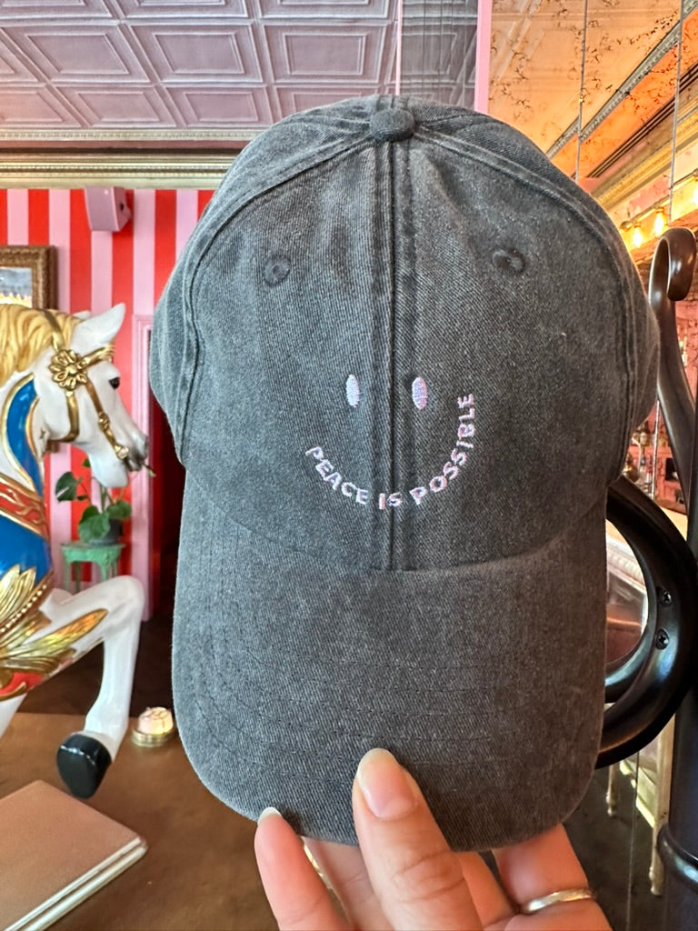 Smiling Peace is Possible embroidered Cap - Vintage Black