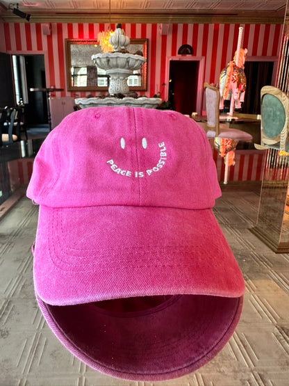 Smiling Peace is Possible embroidered Cap -  Vintage True Pink