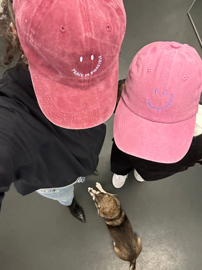Retro cotton cap - Smiling Peace is Possible embroidery