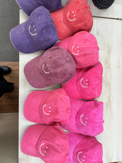 Smiling Peace is Possible embroidered Cap -  Vintage True Pink