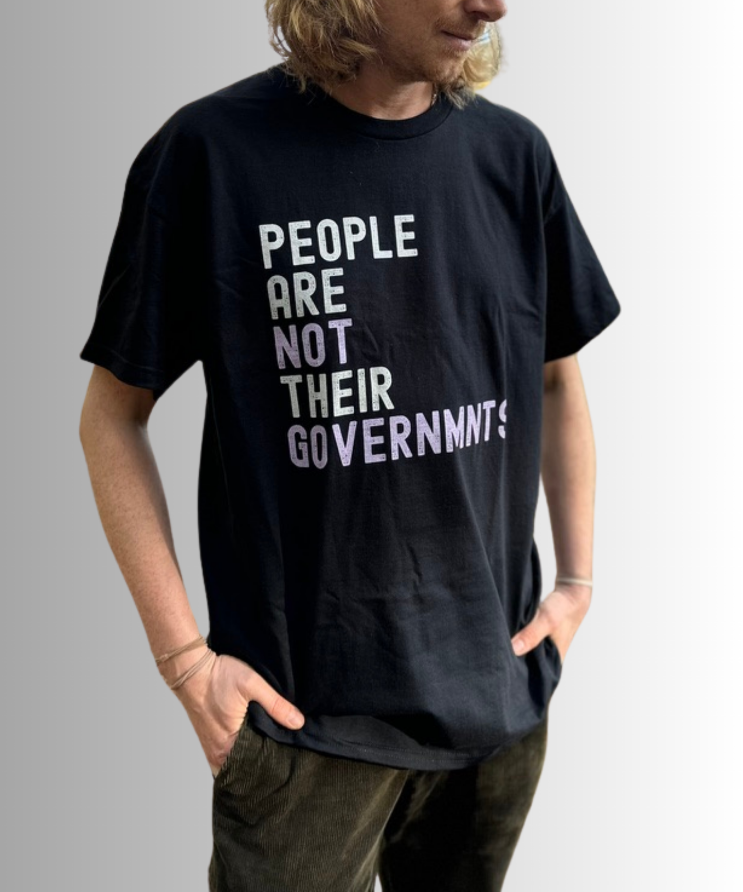 Unisex Organic Cotton T-Shirt with retro letters "People are not their governments""