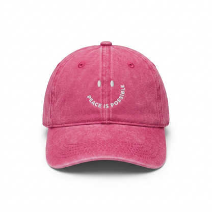 Smiling Peace is Possible embroidered Cap -  Vintage True Pink