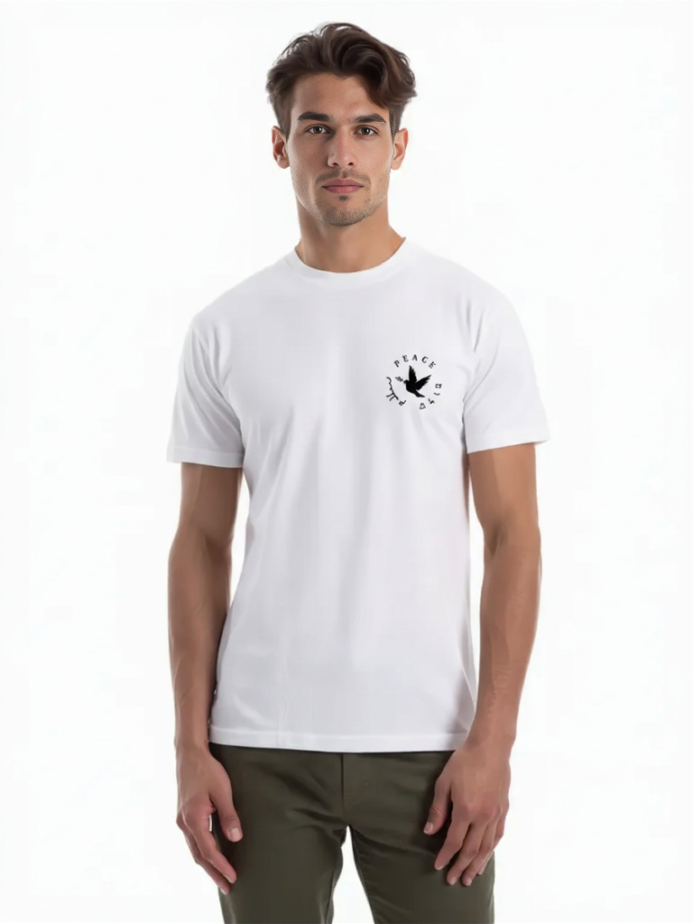 Men's  T-Shirt with middle east peace small print