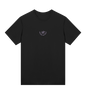 A black regular fit T-shirt for women with a logo on the chest.