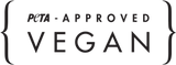 PETA-approved Vegan logo with black text on a white background
