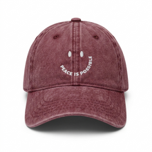 Peace is Possible smiling embroidered Cap -  Vintage Red