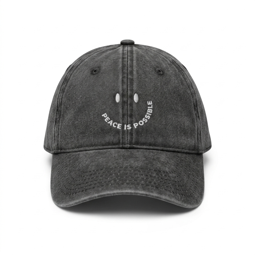 Smiling Peace is Possible embroidered Cap - Vintage Black