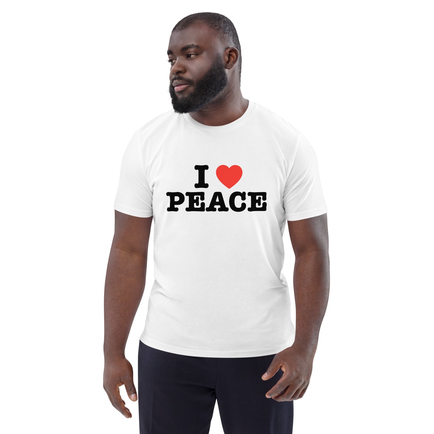 Unisex white organic cotton t-shirt - I heart Peace